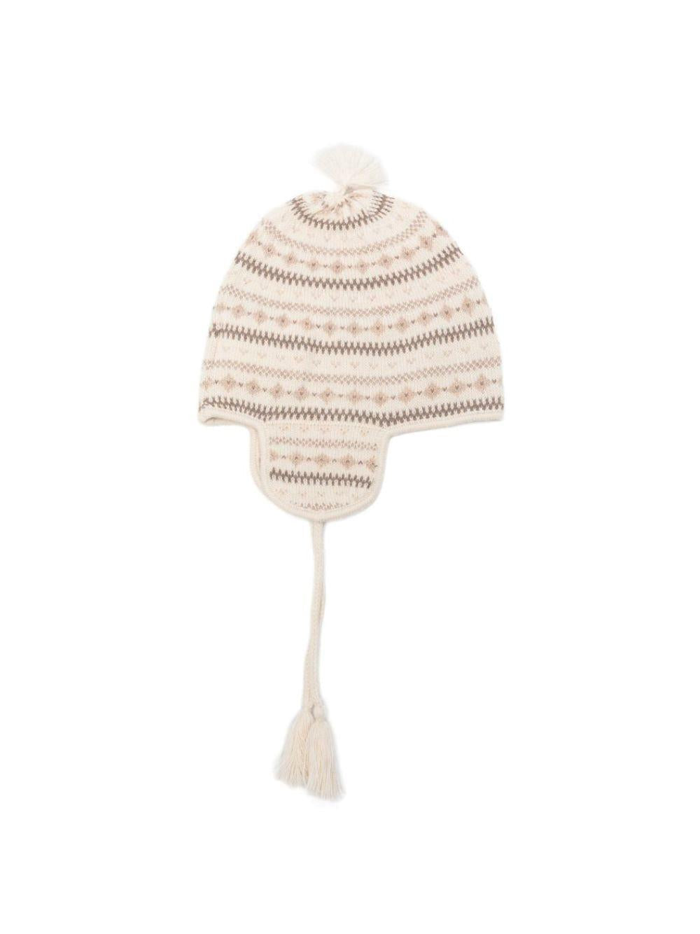 Cappello per neonato Bonpoint Kids beige con motivo Fair Isle W06PACK00001 902 BONPOINT KIDS 