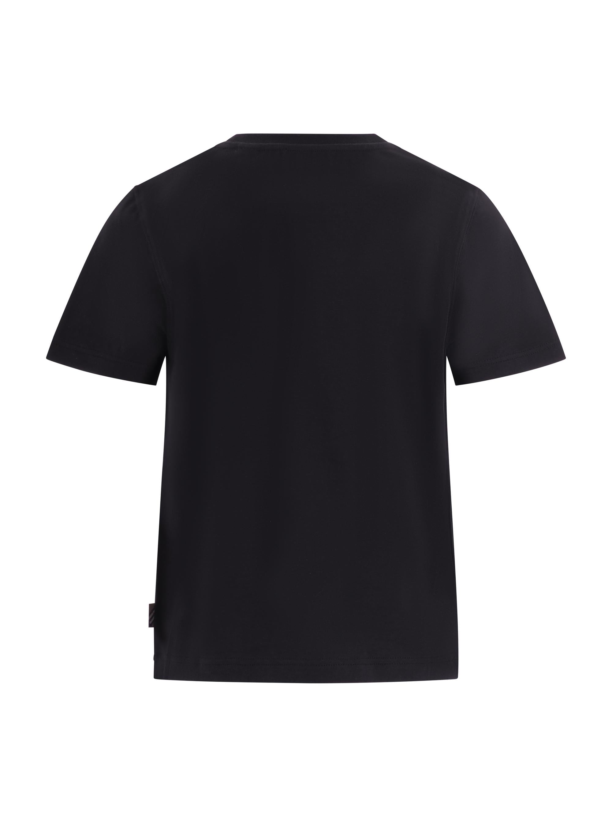 T-shirt per bambino Burberry Kids nera con logo equestrian knight sul davanti 8117667 A1189 BURBERRY KIDS 