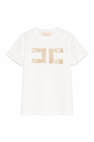 T-shirt per bambina Elisabetta Franchi La Mia Bambina bianca con paillettes EFTS2590JE006 0115 ElISABETTA FRANCHI KIDS 