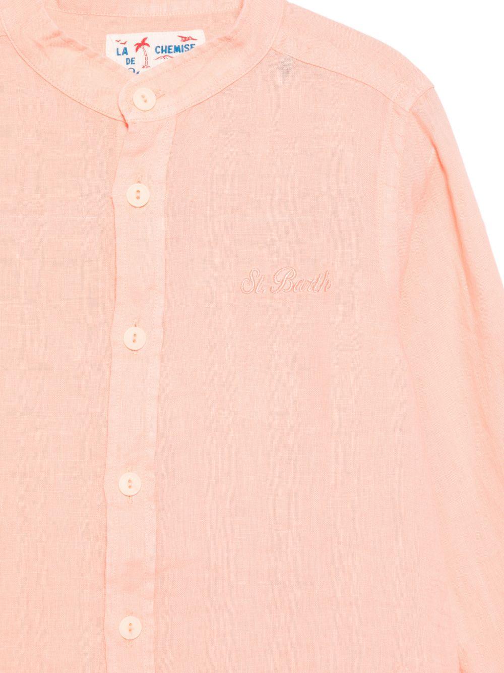 Camicia per bambino MC2 Saint Barth Kids rosa con colletto alla coreana PAT0001 00969L MC2 ST. BARTH KIDS 