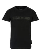 T-shirt per bambino John Richmond Junior nero con stampa logo RBA25115TS BLACK JOHN RICHMOND JUNIOR 