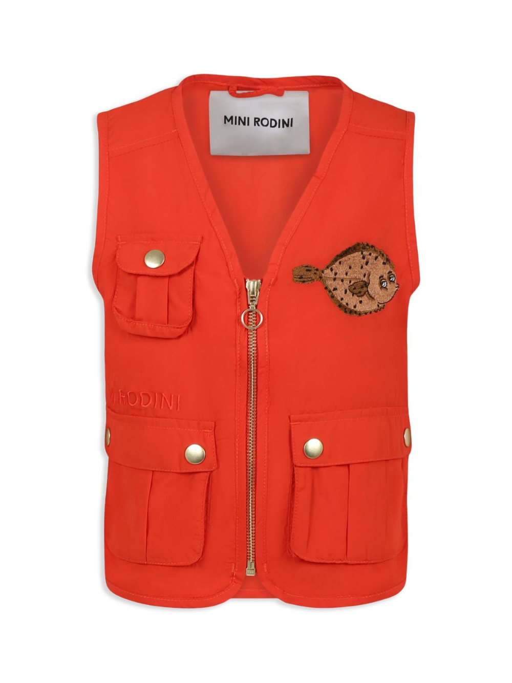 Gilet con tasche per bambino Mini Rodini rosso con motivo con ricamo 2521010042 RED MINI RODINI 