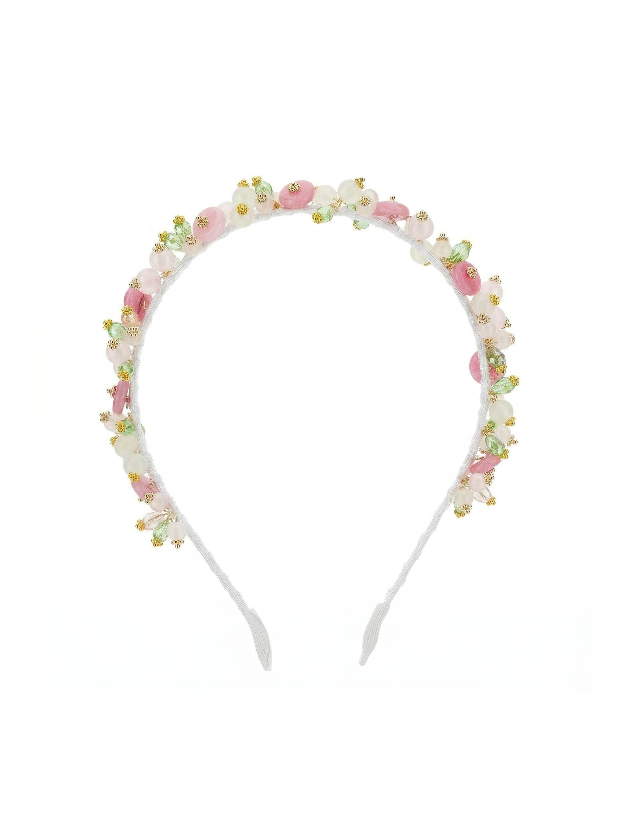 Cerchietto per capelli per bambina Monnalisa bianco con decorazione con perline 79G000 7062 0001 MONNALISA KIDS 