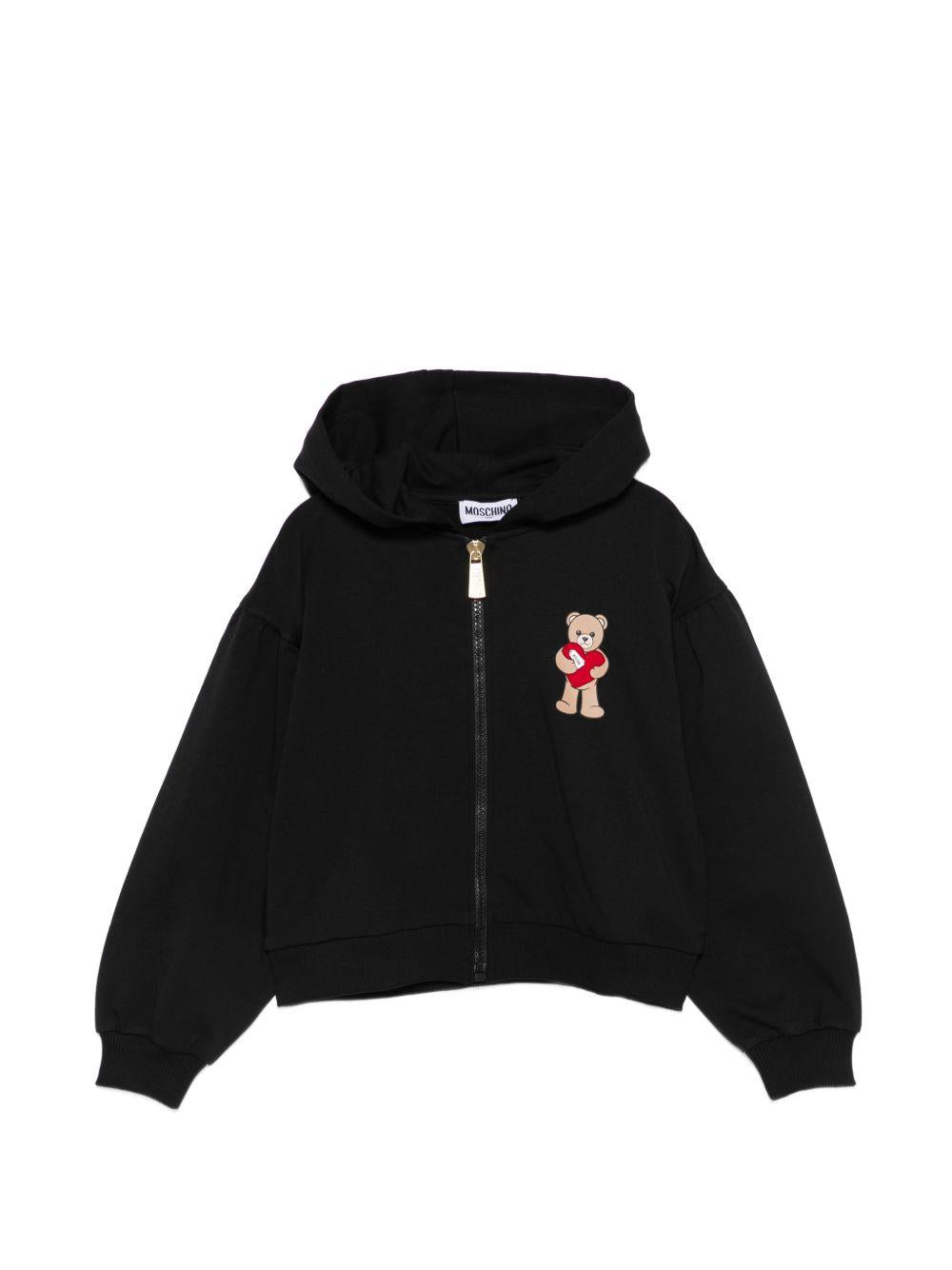 Felpa per bambina Moschino Kids nera con dettaglio Teddy Bear HDF06TLDA63 60100 MOSCHINO KIDS 