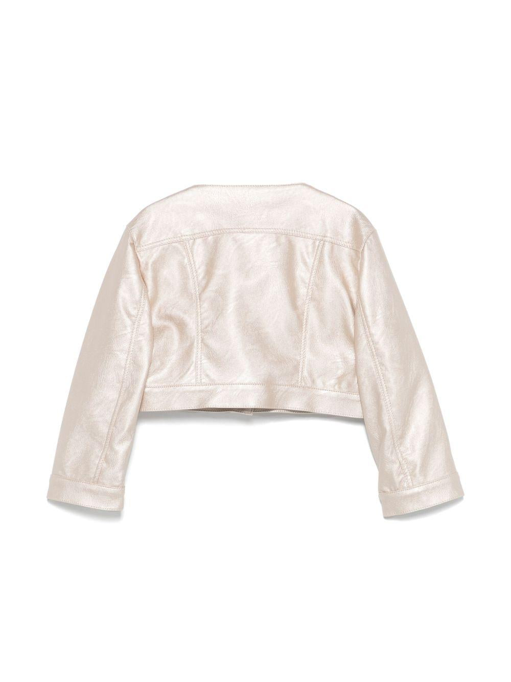 Giacca per bambina Colorichiari beige modello crop senza colletto FJ808178 3839 21 COLORICHIARI KIDS 