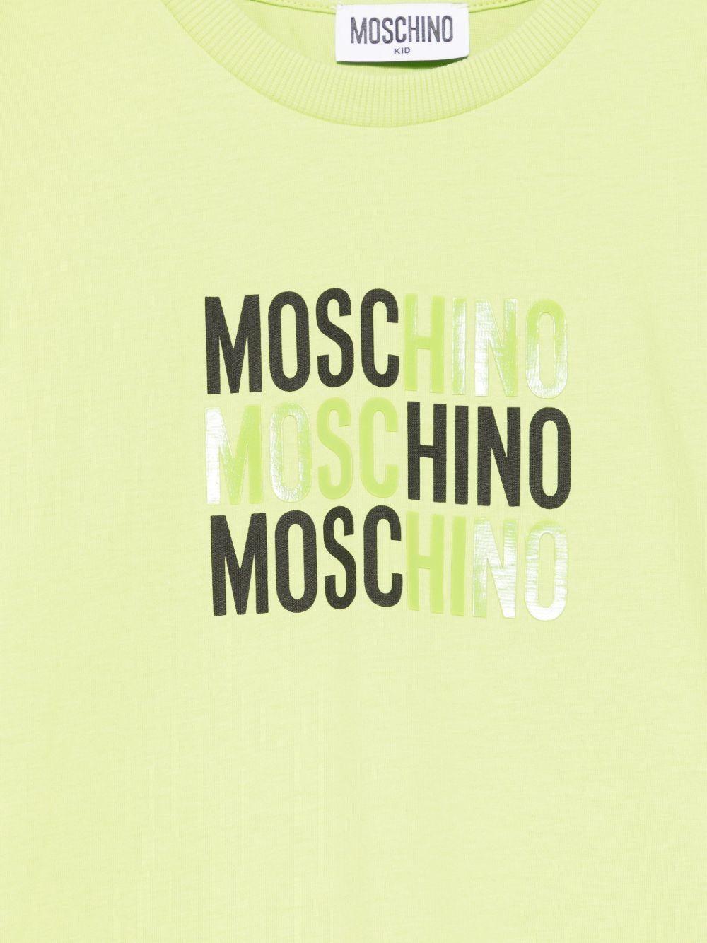 T-shirt per bambino Moschino Kids verde con stampa logo H5M05GLAA23 30355 MOSCHINO KIDS 