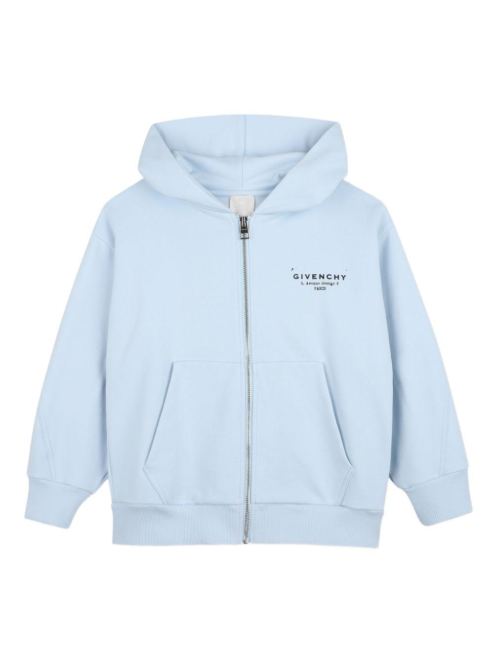 Felpa per bambino Givenchy Kids azzurra con cappuccio e zip H31076 77L GIVENCHY KIDS 