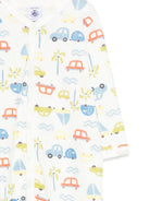 Tutina per neonato Petit Bateau bianca con stampa di auto all-over A0FRH 01 PETIT BATEAU KIDS 