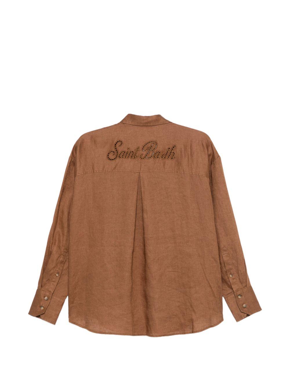 Camicia da donna MC2 Saint barth marrone con logo ricamato CYS0002 08806L MC2 ST. BARTH 