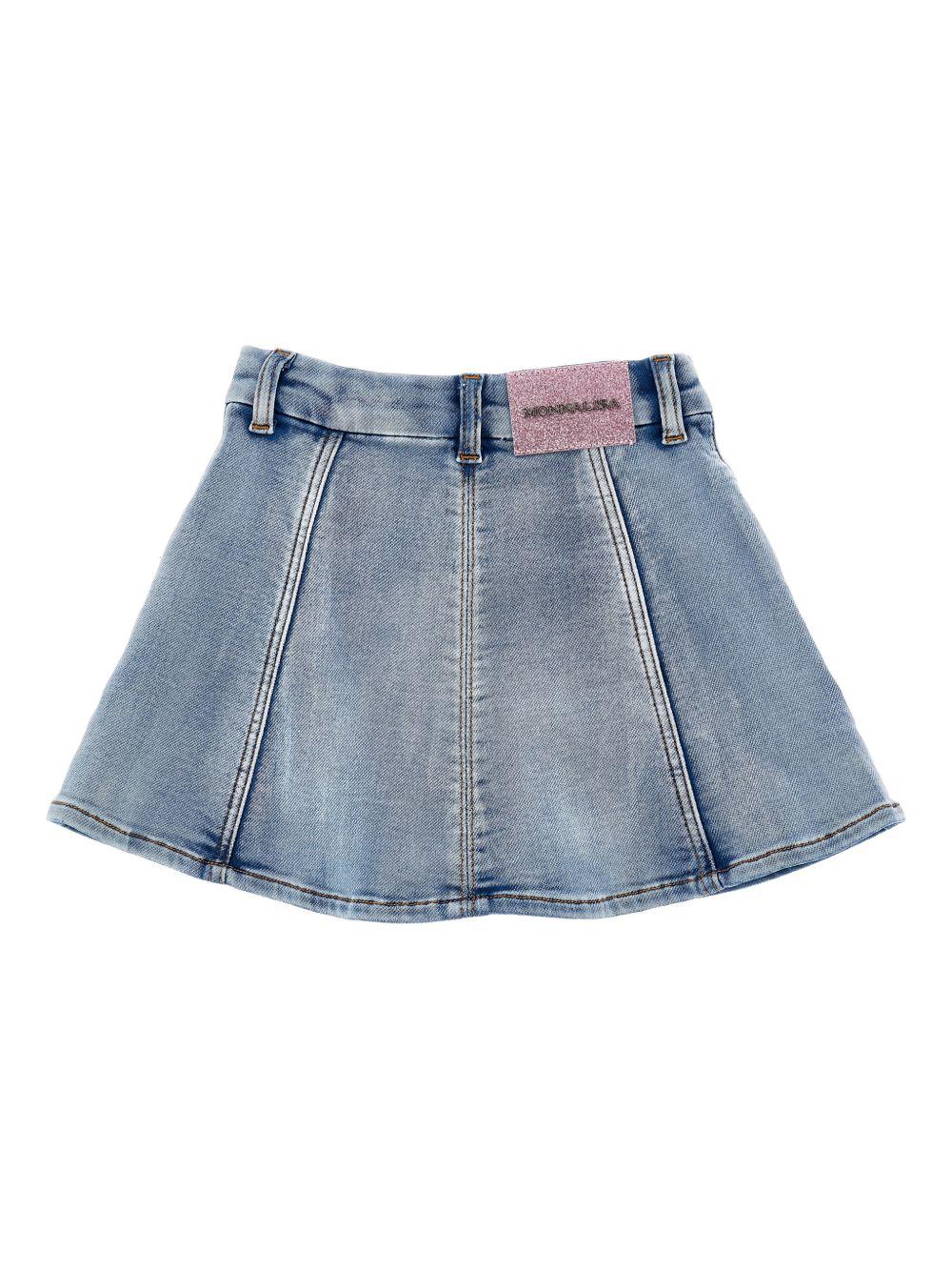 Gonna per bambina Monnalisa in denim con ricamo a fiori 19G700 7015 055B MONNALISA KIDS 
