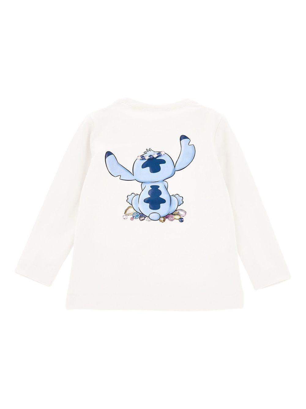 T-shirt per bambina Disney x Monnalisa bianco con stampa grafica Stitch 19F610 6013 0001 MONNALISA 