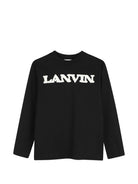 T-shirt per bambino Lanvin Enfant nera con dettaglio logo N30481 09B LANVIN KIDS 