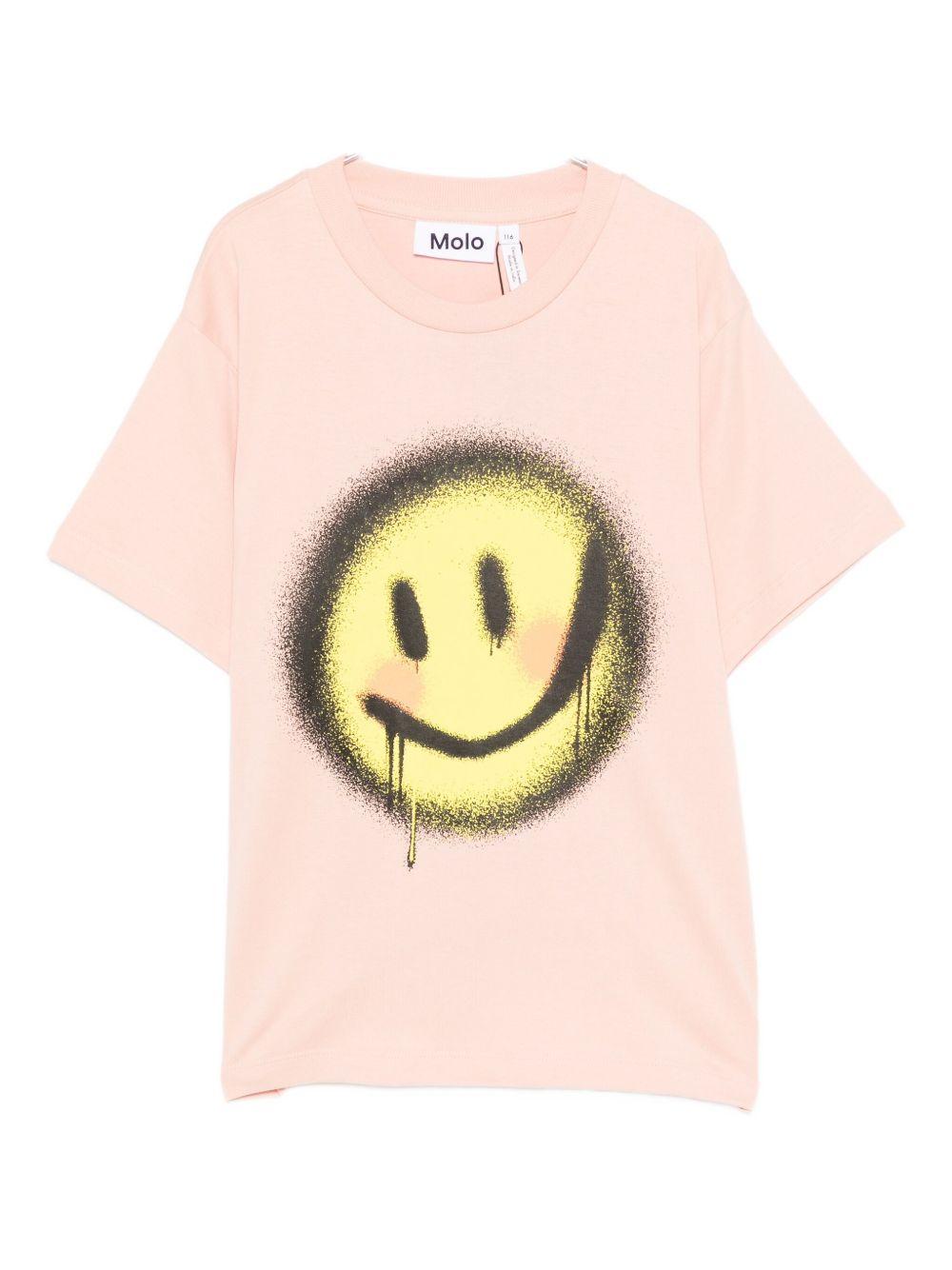 T-shirt per bambina Molo rosa con stampa smiley 2W25A204 9630 MOLO 
