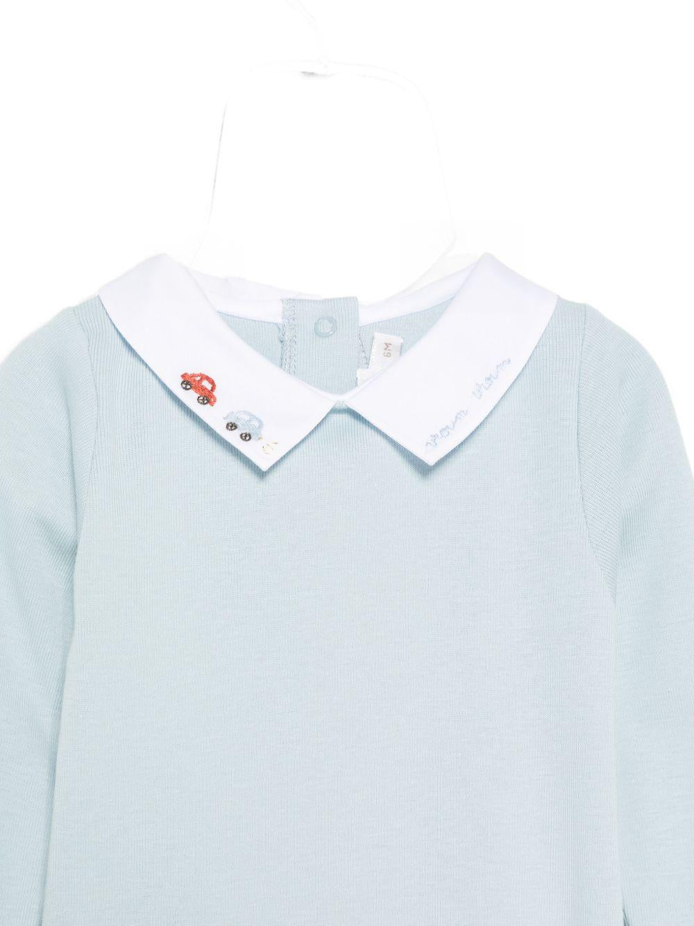 Body per neonato Bonpoint azzurro con ricamo sul colletto W06OUNK00001 015C BONPOINT KIDS 