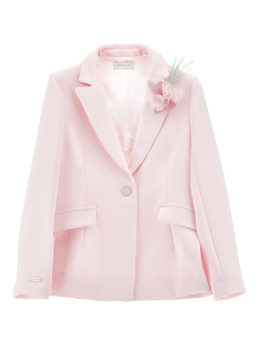 Blazer per bambina Monnalisa rosa con applicazione fiore 71G103 7303 0091 MONNALISA KIDS 