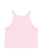 Top per bambina Moschino Kids rosa con stampa Teddy Bear con fiore HDM06ZLBA39 51473 MOSCHINO KIDS 