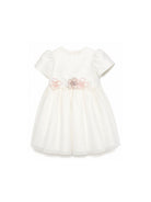 Abito per neonata Simonetta bianco con applicazione floreale SY1021 T0002 102 SIMONETTA KIDS 