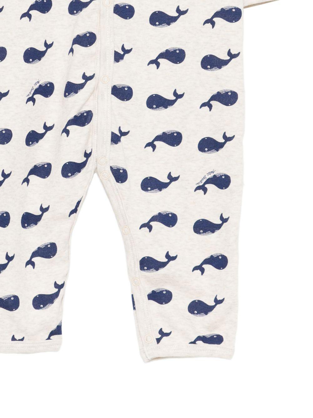 Tutina per neonato Petit Bateau beige con stampa balene all-over A0AXH 01 PETIT BATEAU KIDS 