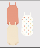 Set di tre body per neonati Petit Bateau multicolore senza maniche A0CXM 00 PETIT BATEAU 