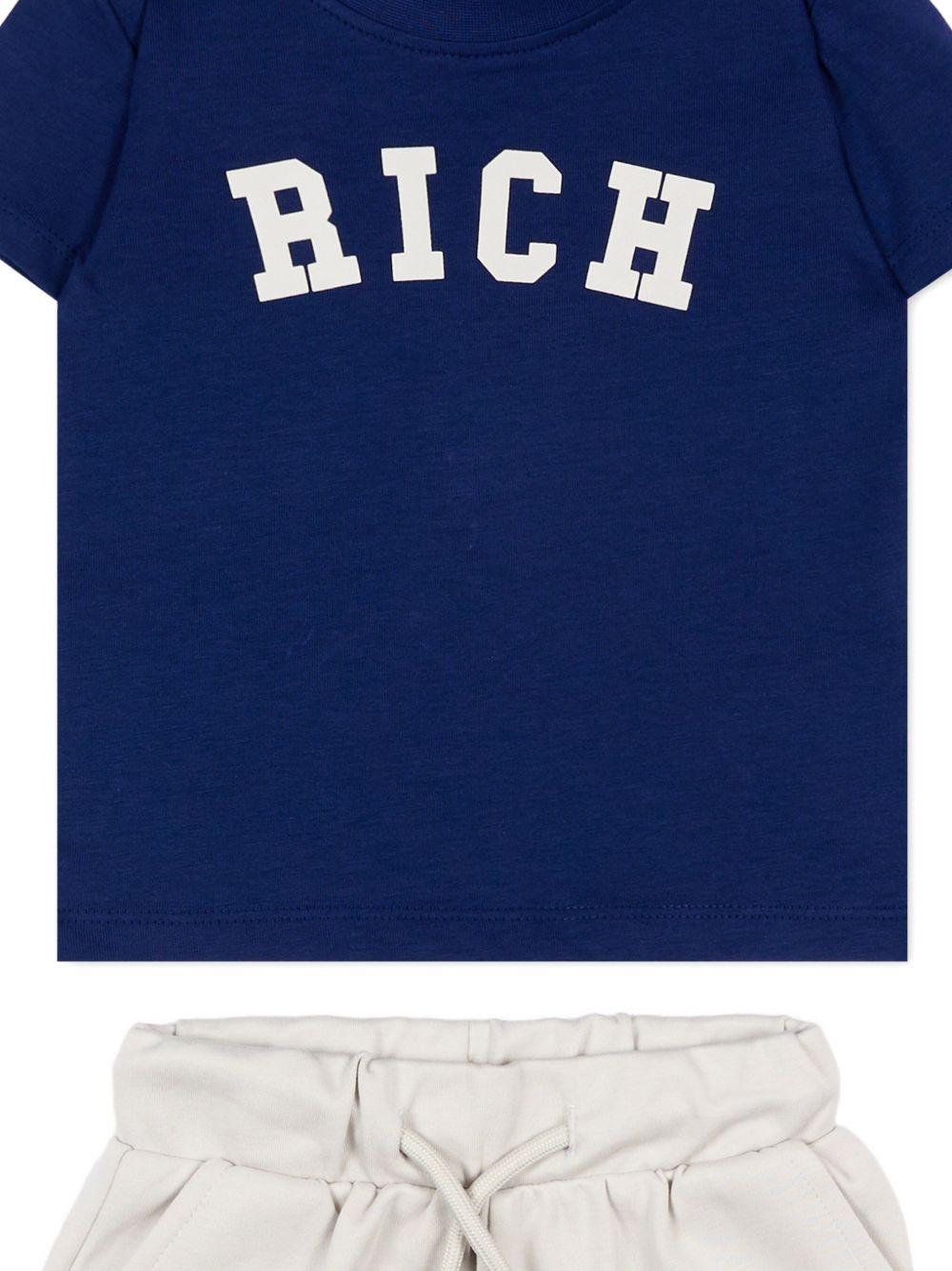 Set t-shirt e shorts per neonato John Richmond Junior blu con stampa logo RIP26022CJ BLUE JOHN RICHMOND KIDS 