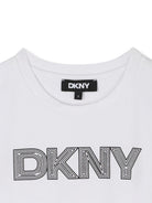 T-shirt per bambina Dkny Kids bianca con logo frontale D62405 10P DKNY 