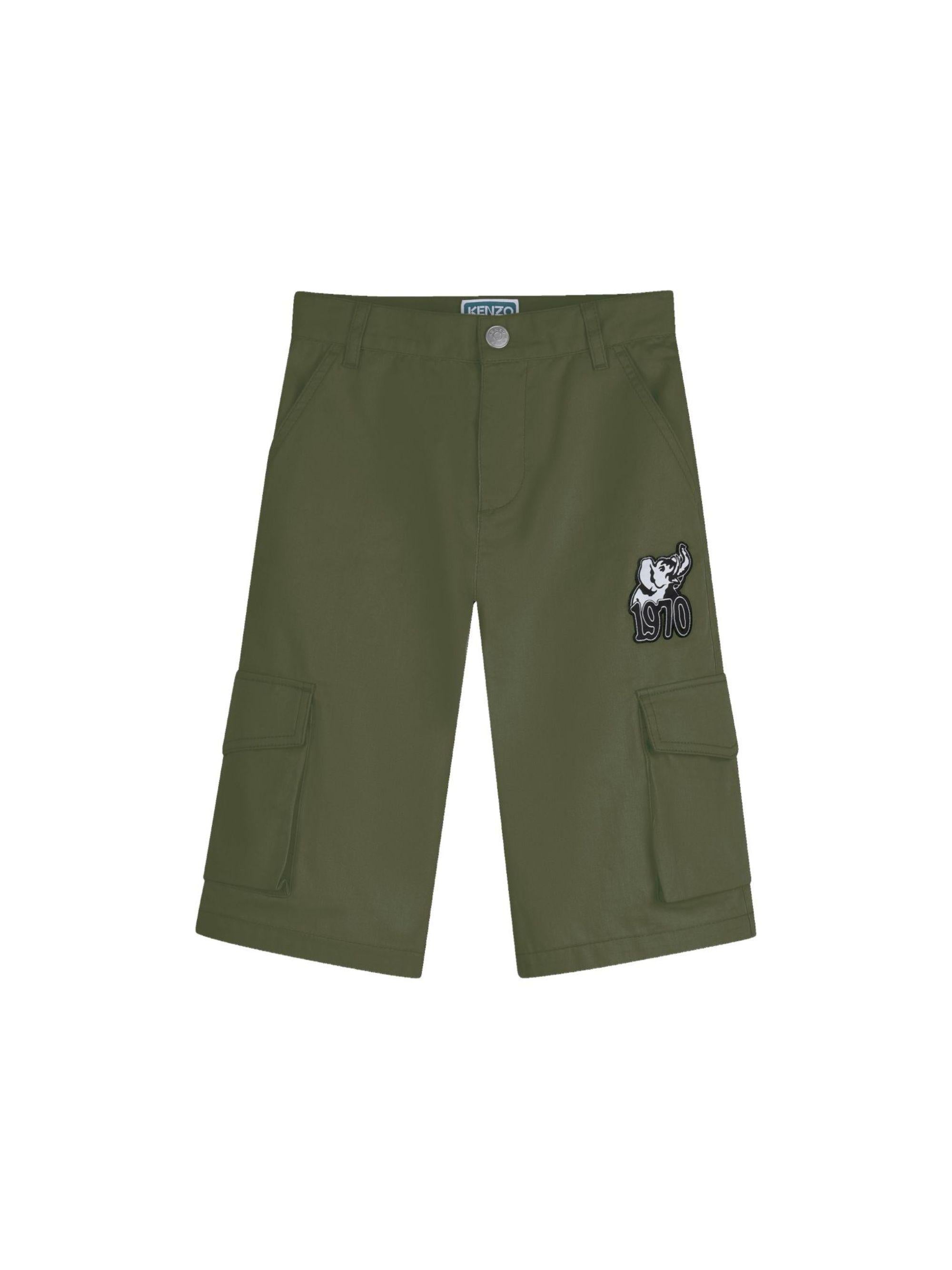 Cargo corti per bambino Kenzo Kids verde con applicazione K61644 64B KENZO KIDS 