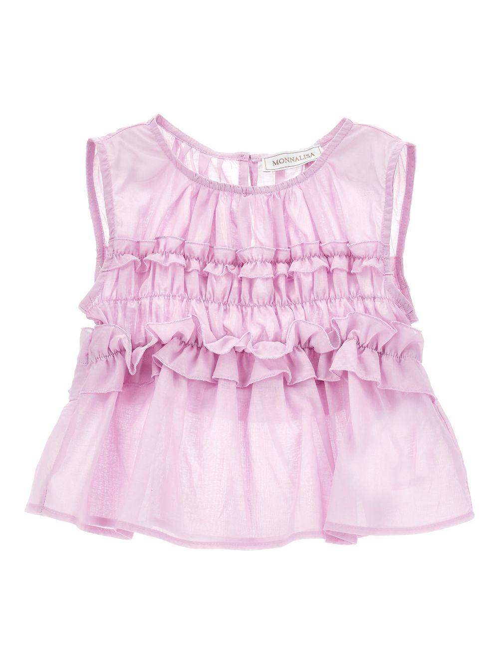 Blusa per bambina Monnalisa rosa con dettagli con ruches 17G301 7105 0090 MONNALISA KIDS 