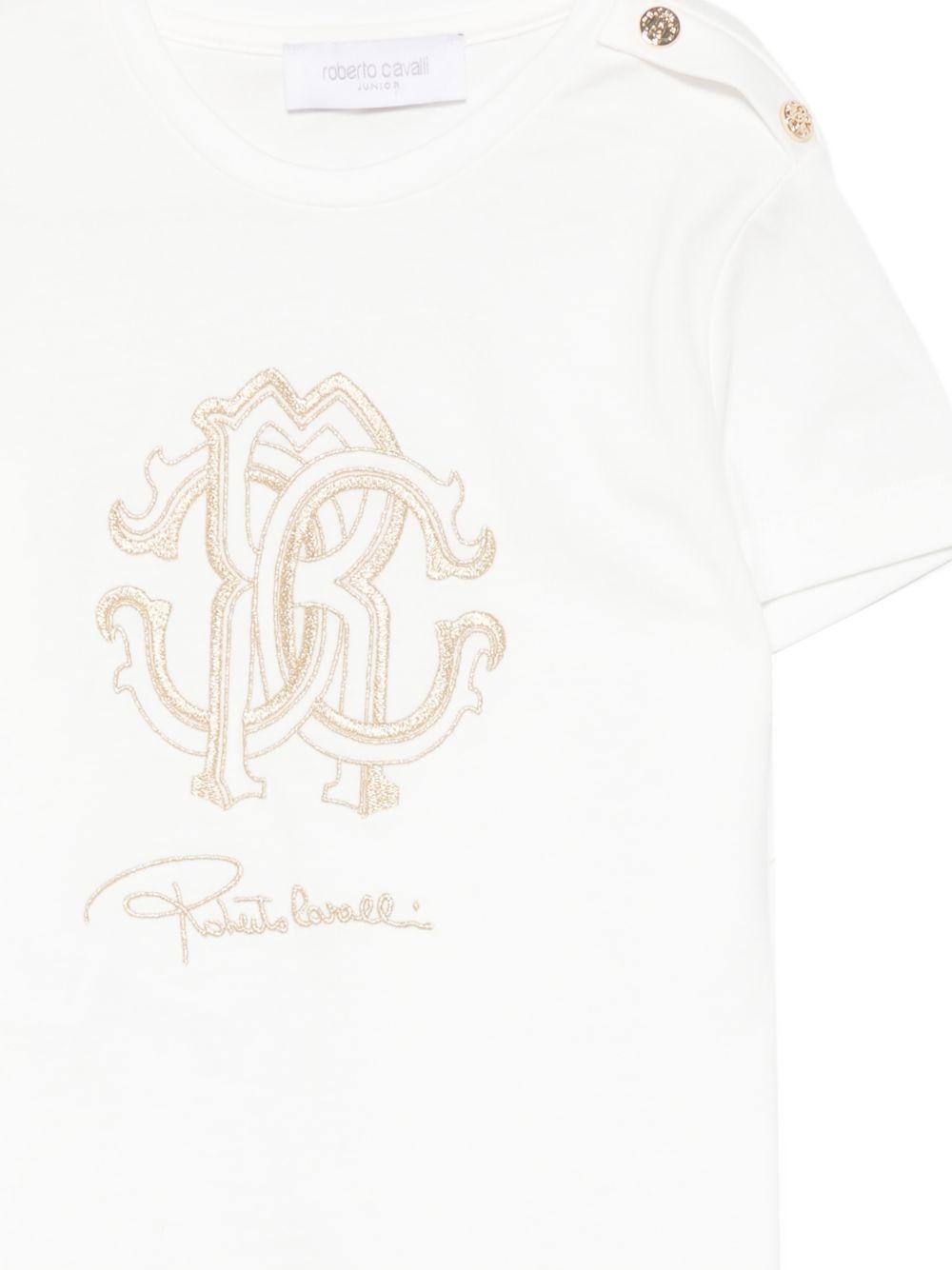 T-shirt per bambina Roberto Cavalli Kids bianca con monogramma CGP26025TS WHITE ROBERTO CAVALLI KIDS 