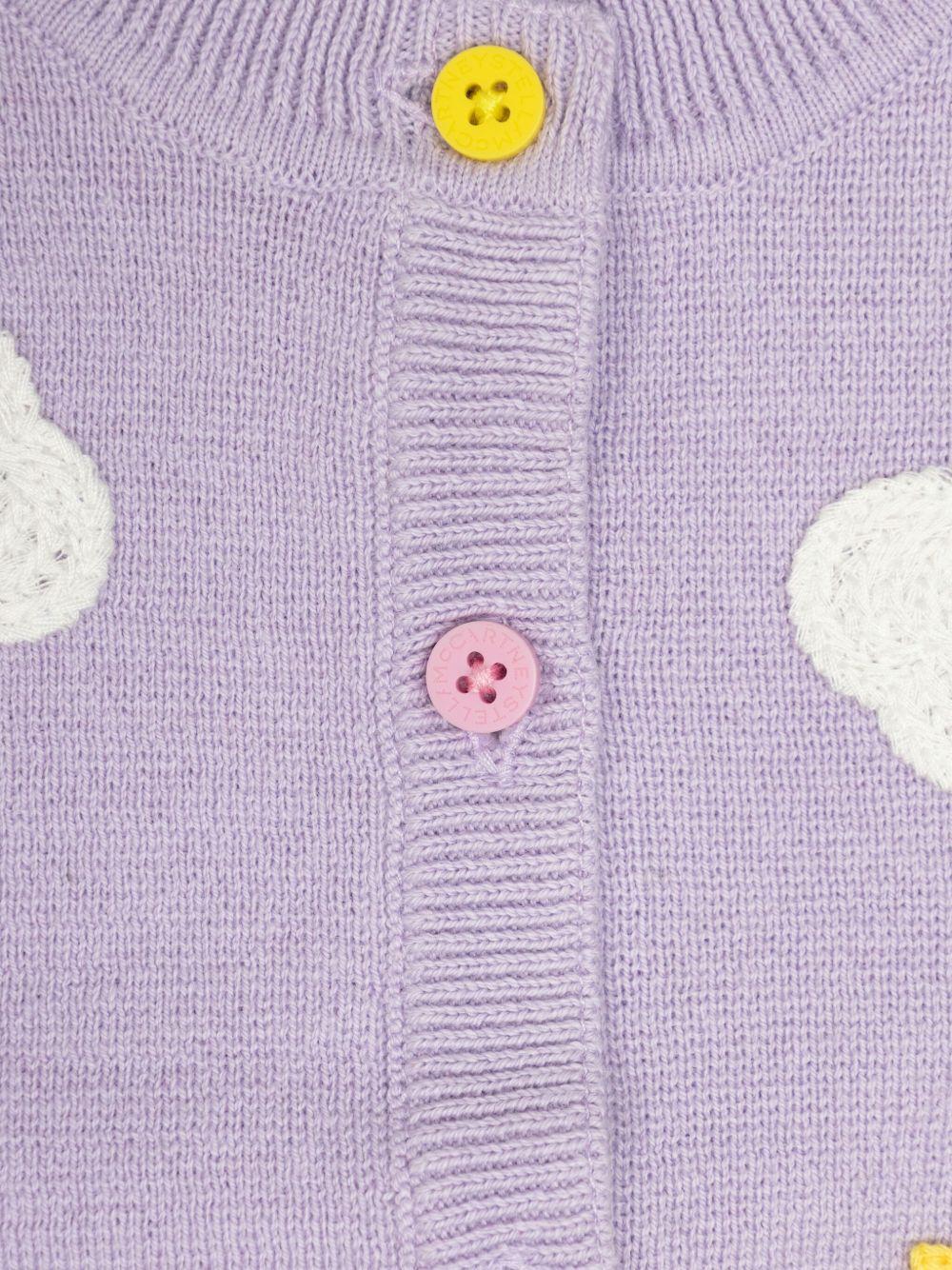 Cardigan per neonata Stella McCartney Kids viola con applicazione TX9000 Z1528 522 STELLA McCARTNEY KIDS 