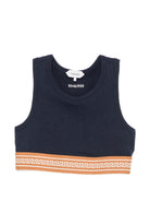 Top per bambina Versace Kids blu con fascia elasticizzata con motivo Greca 10249261A18119 2U9J0 VERSACE KIDS 