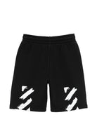 Shorts per bambino Off-White Kids neri con stampa grafica sul retro 44BCI001S26F003 001 OFF WHITE KIDS 