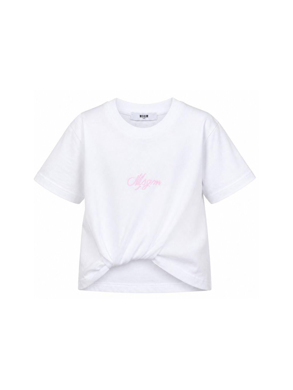 T-shirt per bambina MSGM Kids bianca con dettaglio nodo S6MSJGTH205 001 MSGM KIDS 