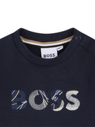 Felpa per neonato Boss Kidswear blu con applicazione logo J52457 849 BOSS KIDS 