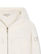 Felpa con cappuccio per bambina Michael Kors Kids bianca con zip R30471 190 MICHAEL KORS KIDS 