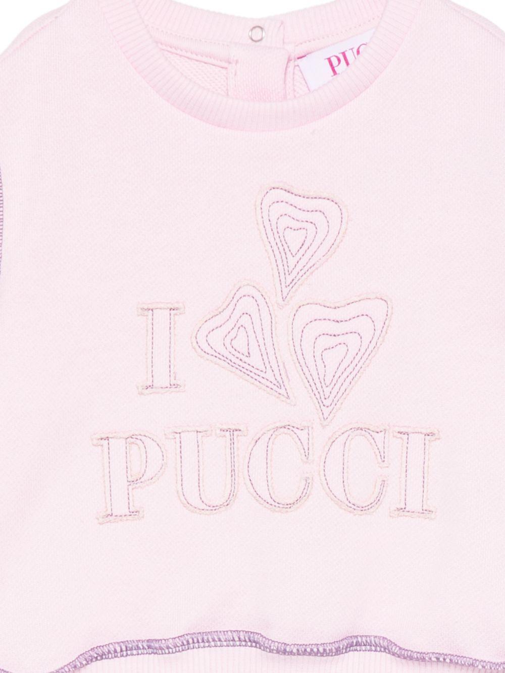Felpa per neonata Emilio Pucci Kids rosa con ricamo logo PZ4020 Z3183 51S EMILIO PUCCI KIDS 