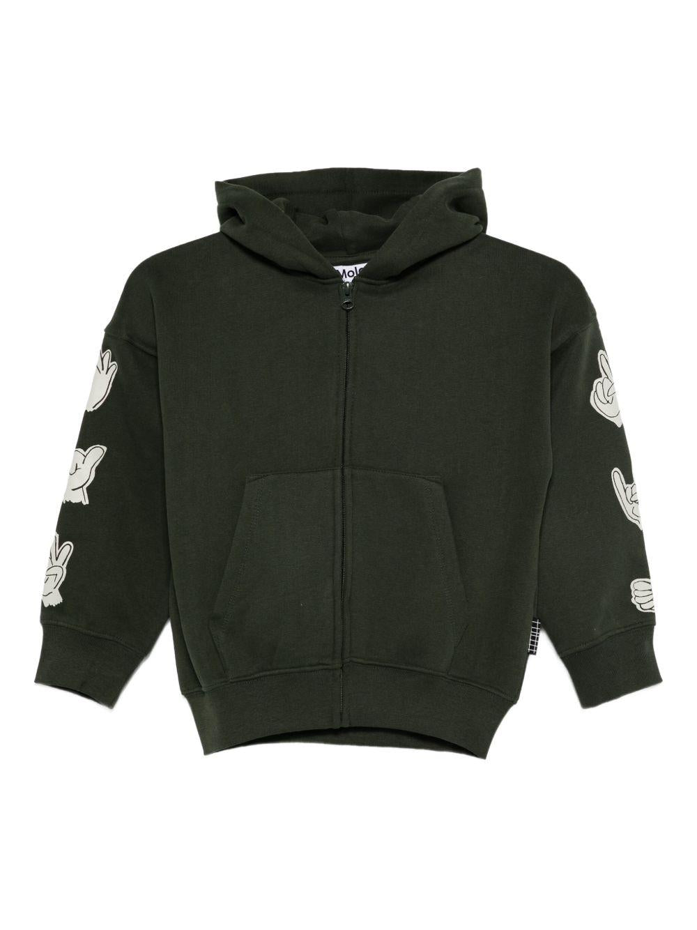 Felpa per bambino Molo verde con cappuccio 1W25J302 9678 MOLO 