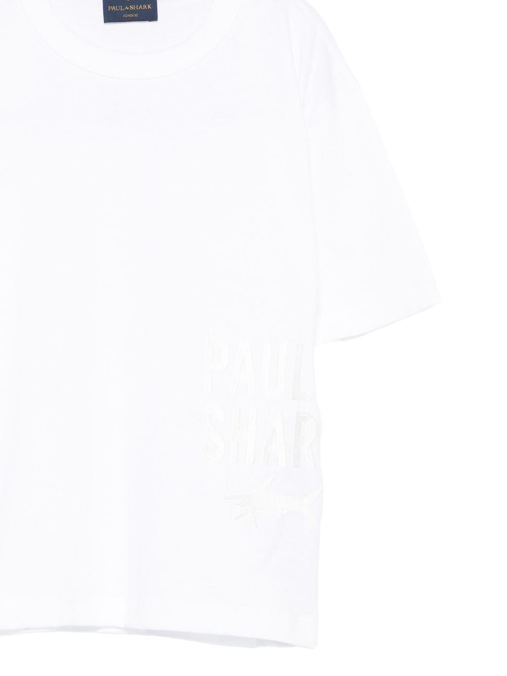 T-shirt per bambino Paul & Shark Kids bianca con logo sul davanti WUM006LAA53 10101 PAUL & SHARK KIDS 