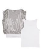 Top per bambina DKNY Kids argentato con paillettes D62618 016 DKNY KIDS 