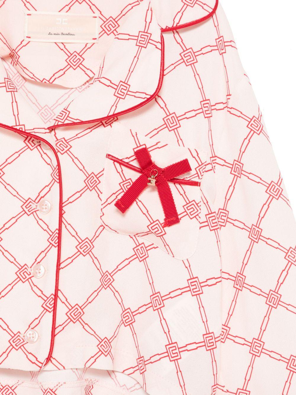Camicia con stampa per bambina Elisabetta Franchi La Mia Bambina rosa con colletto con revers EFCA2590VI022 D548 ElISABETTA FRANCHI 