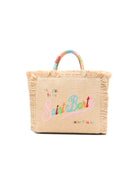 Borsa tote Colette MC2 Saint Barth beige con frange ricamate COL0017 02737L MC2 ST. BARTH KIDS 