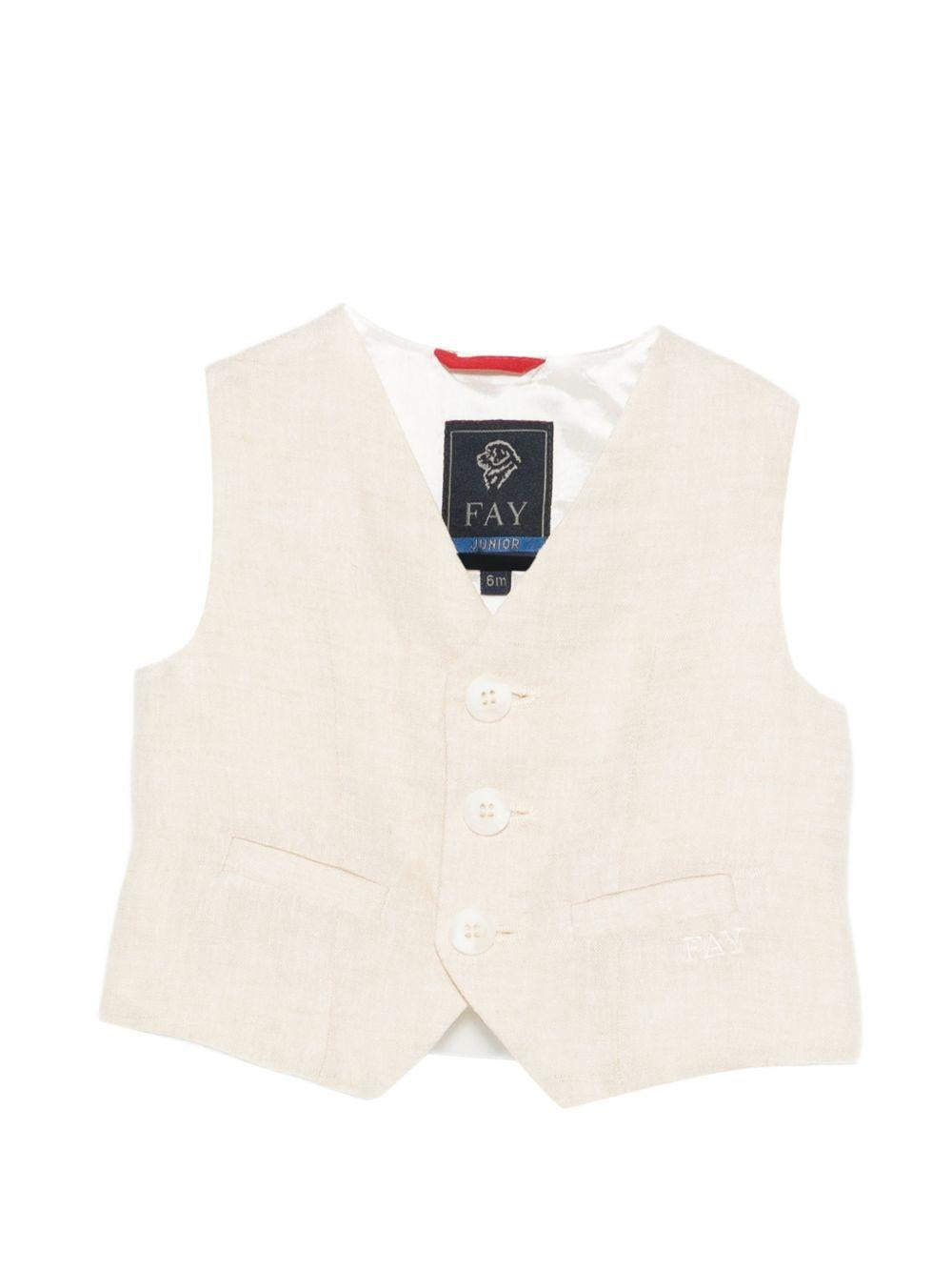 Gilet per neonato Fay Kids beige con logo ricamato tono su tono FY2542 I0318 109 FAY KIDS 