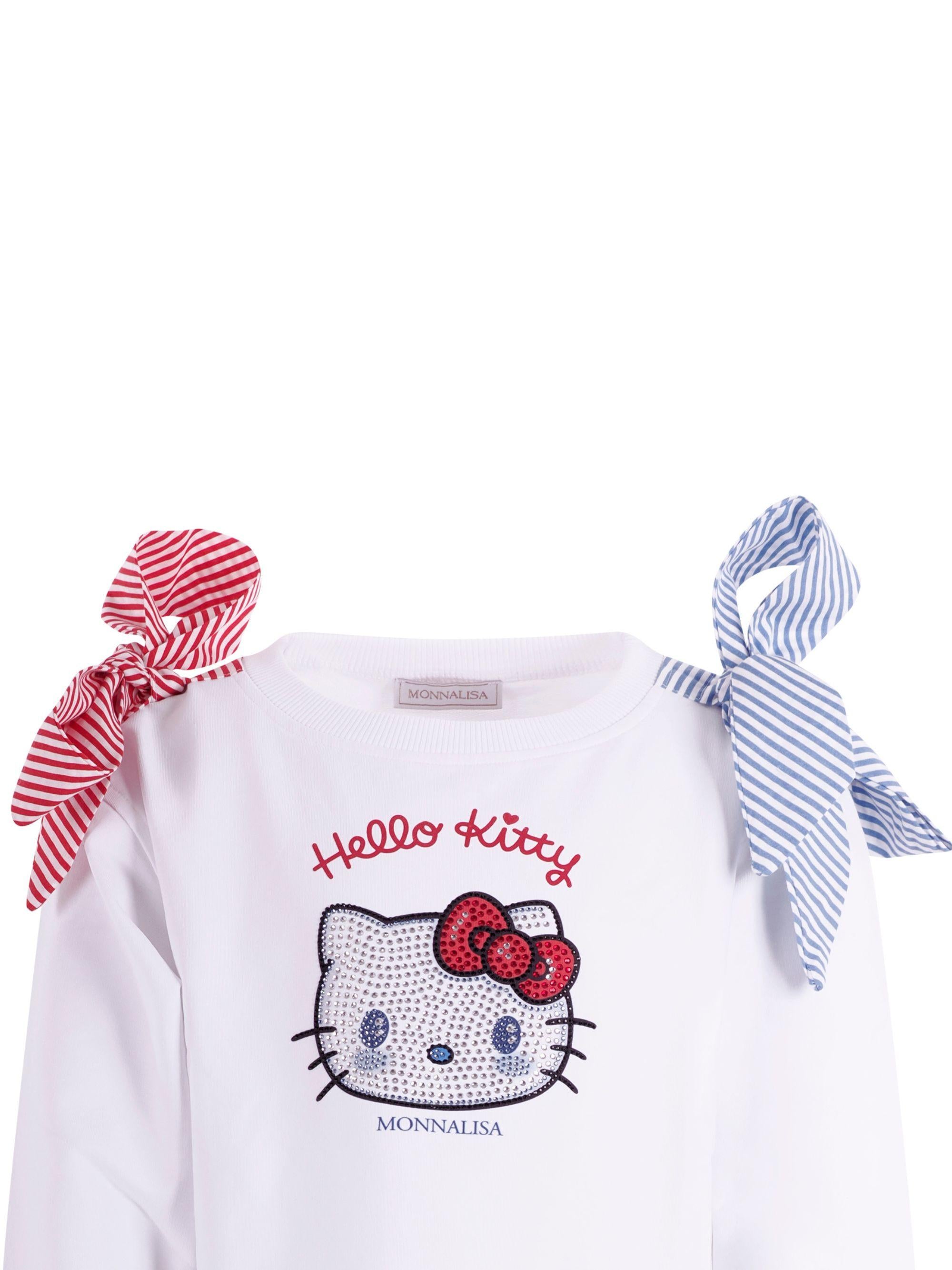 Felpa per bambina Monnalisa bianca con decorazione 19G607 7012 0099 MONNALISA KIDS 