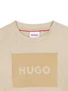 T-shirt per bambino Hugo Kids beige con applicazione logo G00440 249 Hugo 