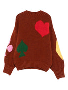 Maglione per bambina Bobo Choses rosso con intarsio semi carte da gioco B225AC112 641 BOBO CHOSES 