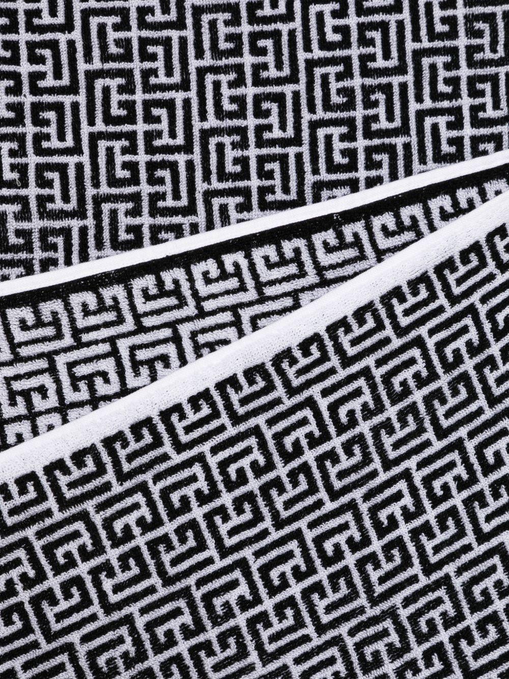 Telo mare per bambini Balmain Kids bianco e nero con stampa geometrica all-over BYCP40 Z2228 100NE BALMAIN KIDS 