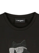 T-shirt per bambina Karl Lagerfeld Kids nero con stampa grafica con strass Z30945 09B KARL LAGERFELD KIDS 