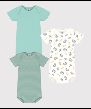 Set di tre body per neonati Petit Bateau multicolore con maniche corte A0CZM 00 PETIT BATEAU 