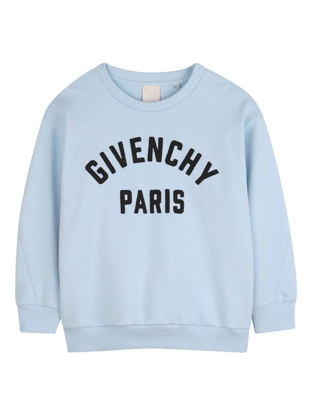 Felpa per bambino Givenchy Kids azzurra con logo sul davanti H31214 77L GIVENCHY KIDS 