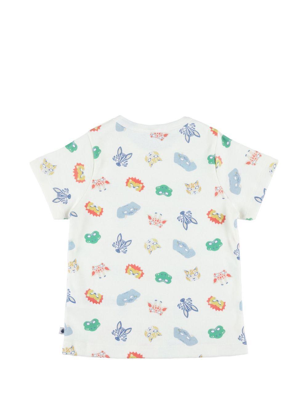 Set di tre pezzi pigiama per bambino Petit Bateau bianco con stampa animali A0F6P 01 PETIT BATEAU KIDS 