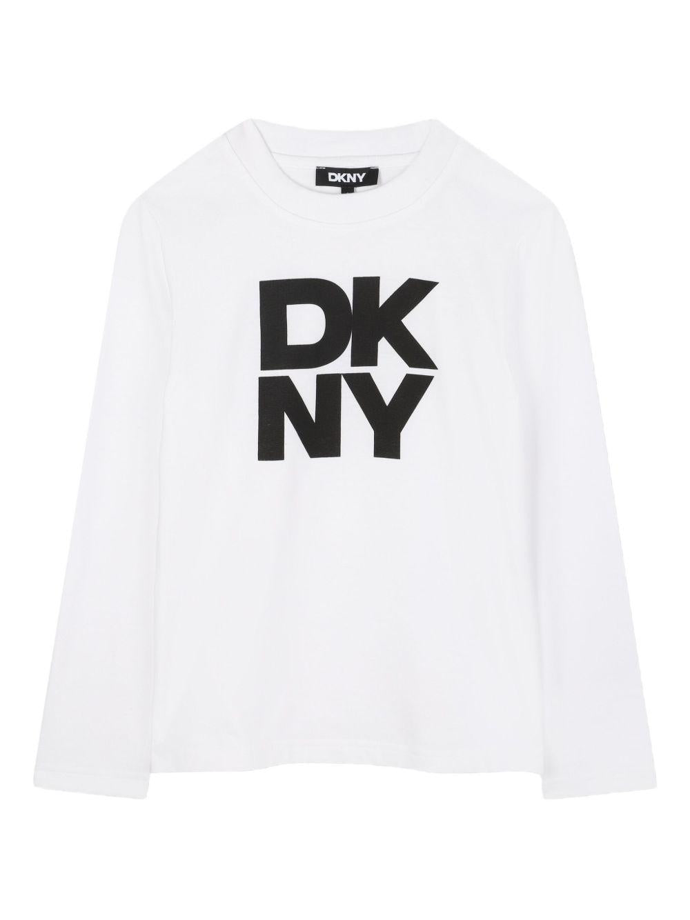 T-shirt per bambino DKNY Kids bianca con logo D62457 10P DKNY 